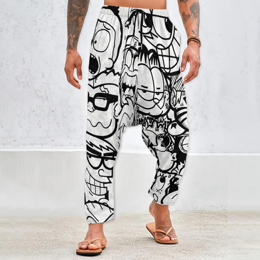 Crushed Velvet Cartoon WOOk Harem Pants