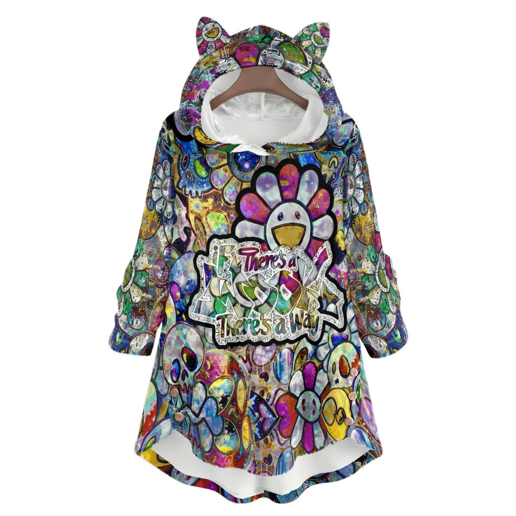 Wooktress Flannel Hoodie with Cat Ears