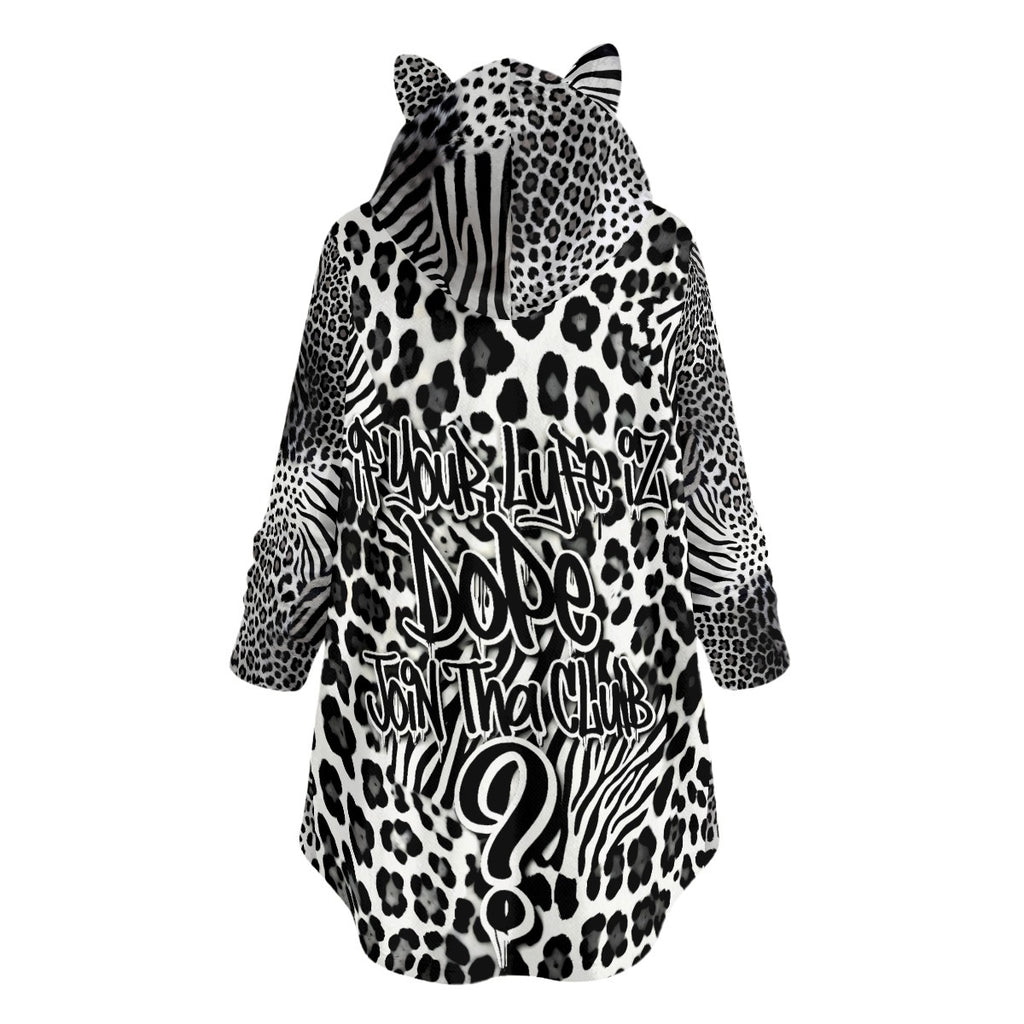 Lyfeizdopeclub Wooktress Flannel Hoodie with Cat Ears
