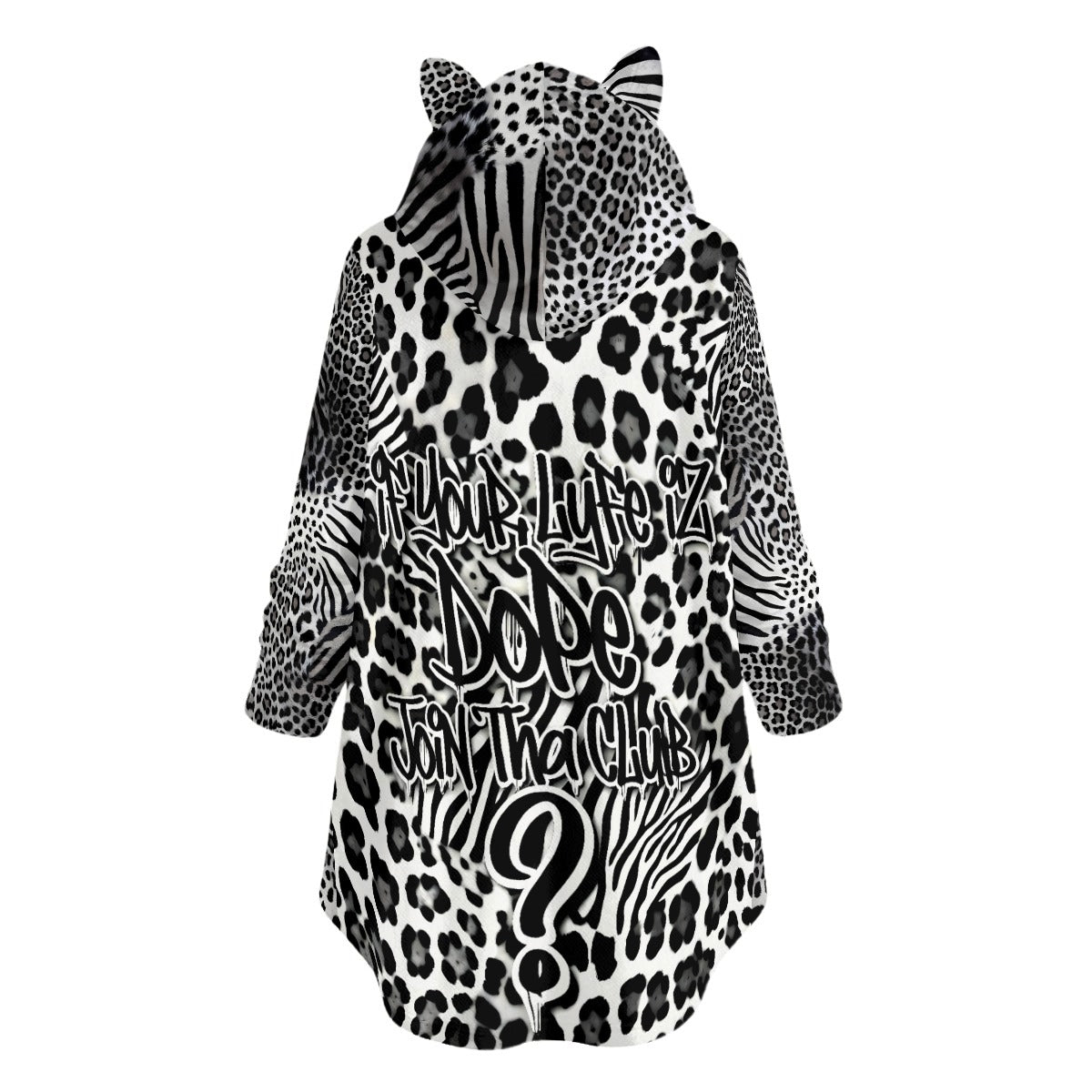 Lyfeizdopeclub Wooktress Flannel Hoodie with Cat Ears